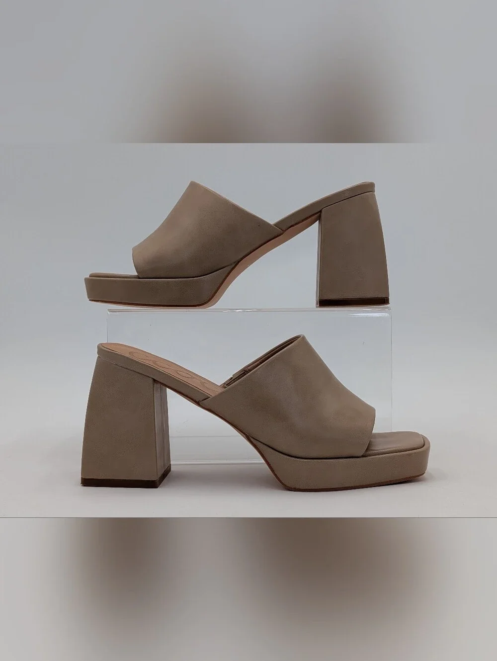 CCOCCI Sz 8.5 Doris Natural/Taupe Platform Heeled Sandals Y2K Block Heels